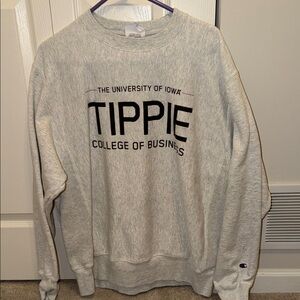 Champion Gray Tippie College U Iowa Crewneck Sweater